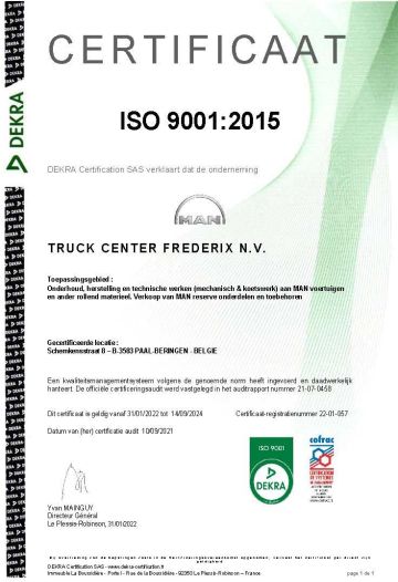 Certificat ISO 9001v2015 NL